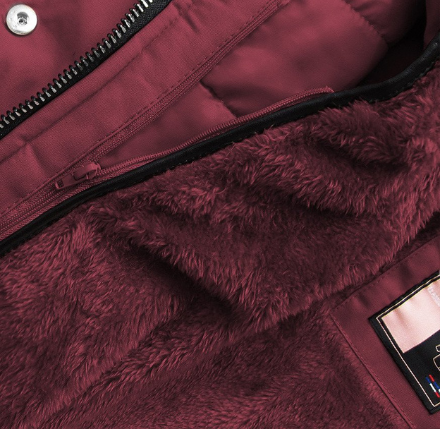 BAWEŁNIANA PARKA Z PODPINKĄ BORDOWA (W633)