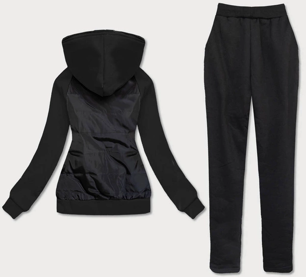 Damski dres z łączonych materiałów czarny (amg683/1)