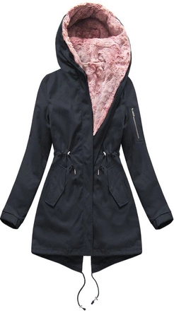 BAWEŁNIANA PARKA Z PODPINKĄ GRANATOWO-RÓŻOWA (R1308)