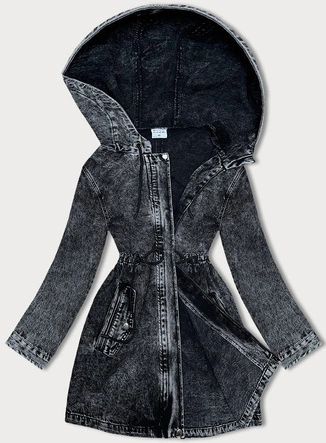 Luźna jeansowa damska kurtka denim czarna (POP7065-K)