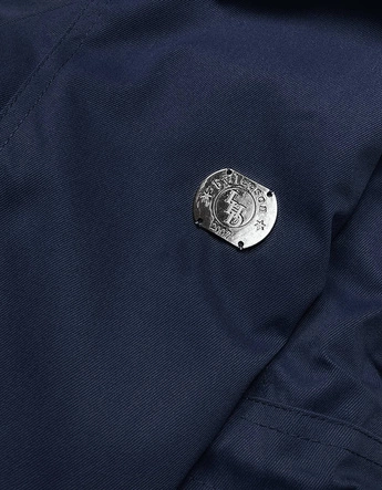 ZIMOWA PARKA DAMSKA Z WSTAWKAMI Z EKOSKÓRY GRANATOWA (M-21A93)