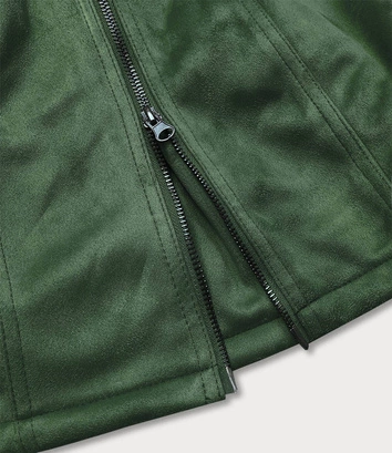 ZAMSZOWA DAMSKA KURTKA ZIMOWA Z FUTERKIEM BUTELKOWA ZIELEŃ (6517BIG)