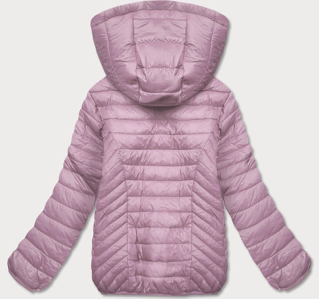 Pikowana kurtka damska z kapturem różowy (B0124-51)
