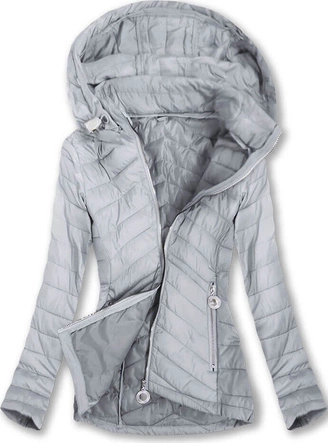 PIKOWANA KURTKA Z KAPTUREM SZARA (W622)