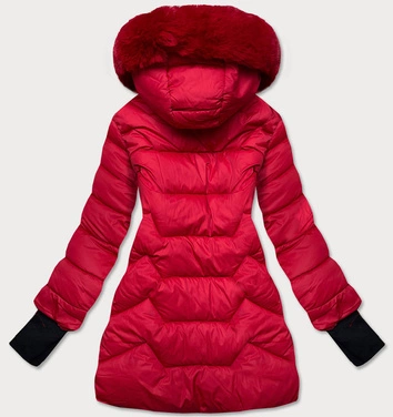 PIKOWANA KURTKA ZIMOWA Z KAPTUREM CZERWONA (B2719-4)