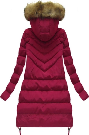 PIKOWANA KURTKA Z KAPTUREM BORDOWA (W580BIG)