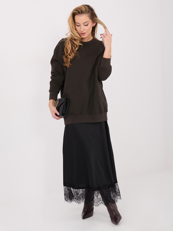 Bawełniana damska bluza basic Goodlookin ciemny brąz (A1047)