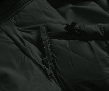 Puchowa kamizelka damska z kapturem army (5M720-136)