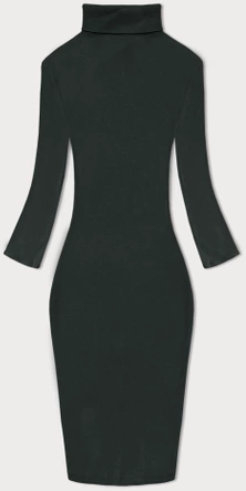  Dopasowana sukienka w prążki z golfem Rue Paris ciemny khaki (5133)