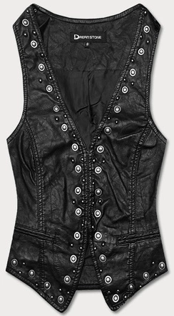 Kamizelka damska z ekoskóry czarna (DSW-1007)