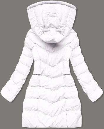 Zimowa kurtka damska z kapturem biała (5M750-281)