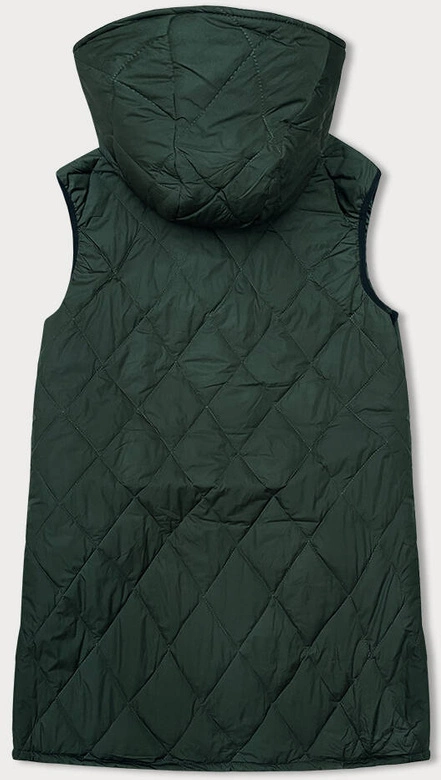 Pikowana kamizelka damska z ozdobną taśmą army (16M9118-136)