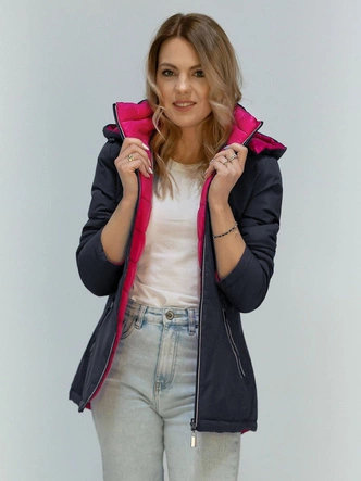 Dwustronna kurtka przejściowa granatowo-amarantowa (7699)