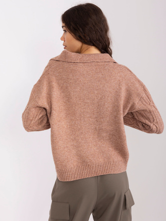 Sweter damski z kołnierzykiem brązowy (2349)