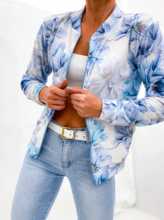 Welurowa bluza typu bomber niebieska (707S)