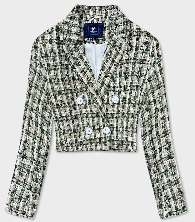 Krótka dwurzędowa marynarka zielona (AG3-1812)