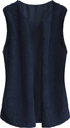 KAMIZELKA ZE SZTUCZNEGO FUTERKA GRANATOWA (525ART)