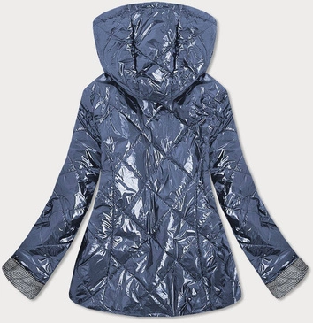 Błyszcząca damska kurtka pikowana niebieska (b9573)
