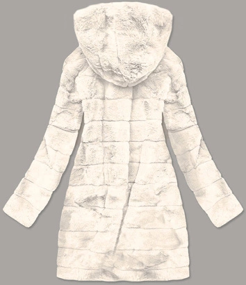 Kurtka damska futro z kapturem biała (br9746-26)