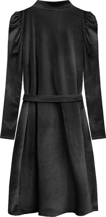 WELUROWA SUKIENKA WIĄZANA W TALII GRAFITOWA (487ART)