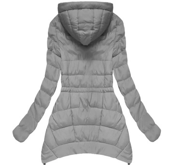 SZARA KURTKA Z NASZYWKAMI (W507BIG)