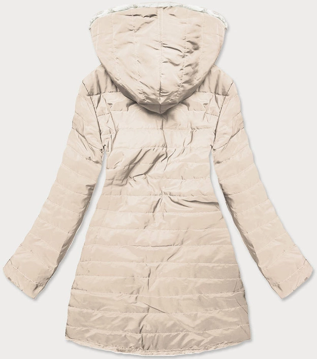 LEKKA KURTKA ZIMOWA DAMSKA FUTRO 2 W 1 ECRU (39039)