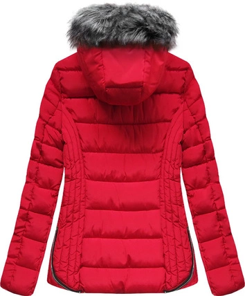 PIKOWANA KURTKA Z KAPTUREM CZERWONA (B2631)
