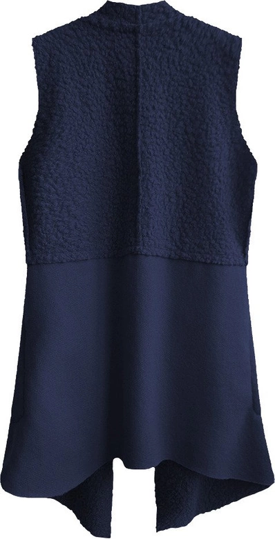 KAMIZELKA OVERSIZE Z ŁĄCZONYCH MATERIAŁÓW GRANATOWA (545ART)