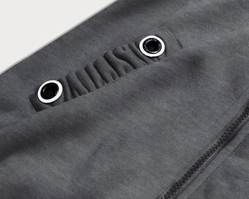 BLUZA DAMSKA Z OZDOBNYM KAPTUREM GRAFITOWA (AMG645-1)