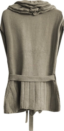 SWETERKOWA KAMIZELKA Z PASKIEM BEŻOWA (1617)