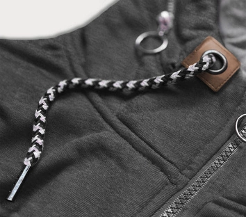 DŁUGA DAMSKA BLUZA ROZPINANA GRAFITOWA (AMG708)