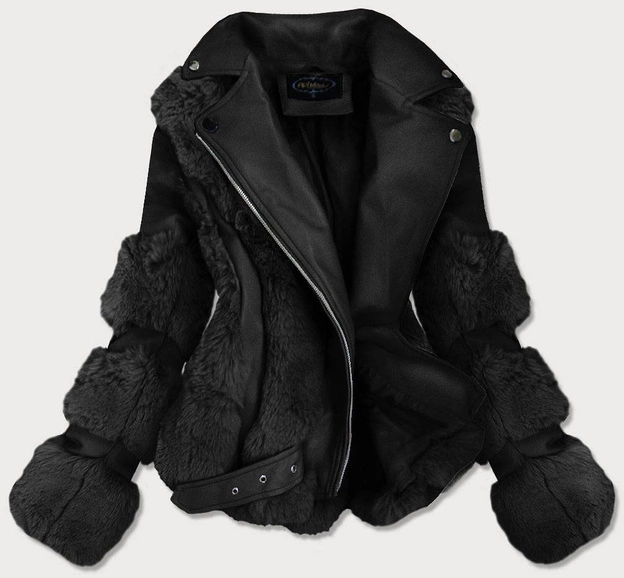 KRÓTKA RAMONESKA Z FUTREM CZARNA (FL2020)