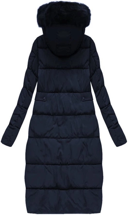 DŁUGA KURTKA ZIMOWA Z KAPTUREM GRANATOWA (B3581)