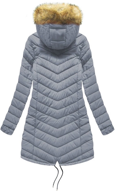 Dwustronna damska kurtka zimowa z kapturem granatowo-szara (w214big)