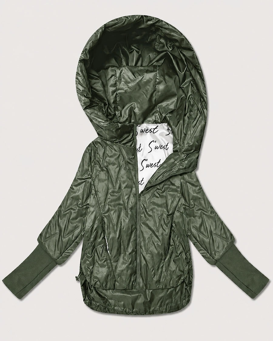 Cienka kurtka damska z dzianinowymi ściągaczami Goodlookin khaki (B8575/B6099-11)