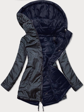 Dwustronna kurtka damska granatowo-grafitowa (w556-1)