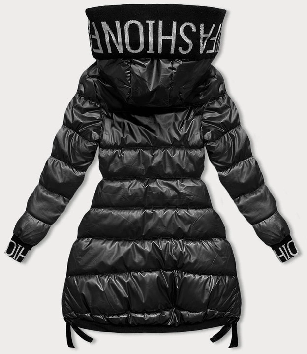 Zimowa kurtka damska ze ściągaczami czarna (5M3188-392)