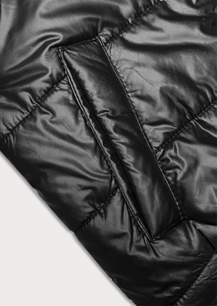 Krótka kurtka damska z dzianinowymi ściągaczami S'West czarna (B8189-1)