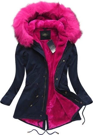 BAWEŁNIANA PARKA ZIMOWA GRANATOWO-RÓŻOWA (7599)