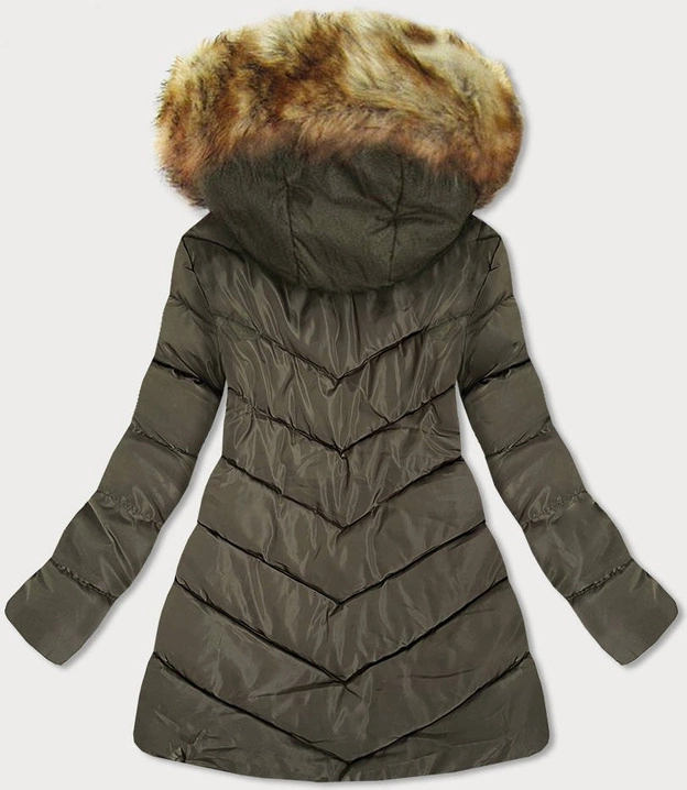 PIKOWANA DAMSKA KURTKA Z KAPTUREM KHAKI (957)