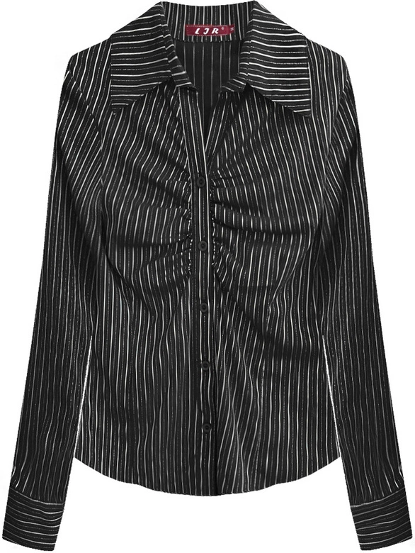 ELEGANCKA KOSZULA W PASKI CZARNA (1086)