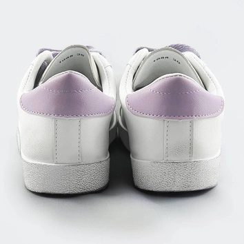 Damskie trampki z łączonych materiałów biało-fioletowe (1088)