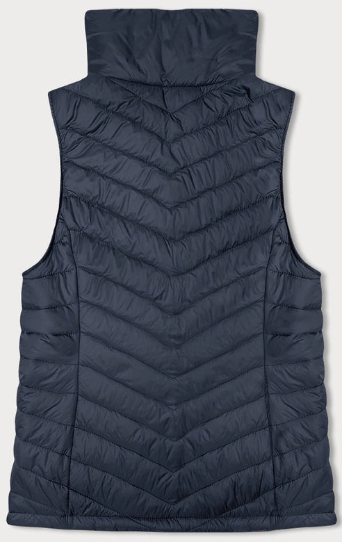 Cienka pikowana kamizelka damska ze stójką granatowa (16M9063-215)