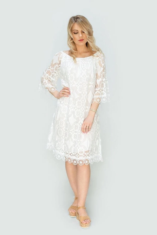 KORONKOWA SUKIENKA OVERSIZE BIAŁA (407ART)