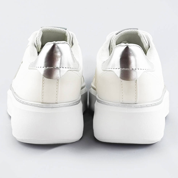 Sznurowane sneakersy z gwiazdką biały-srebrny (bb126l)