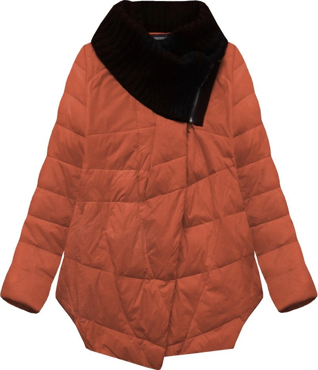 KURTKA Z PUCHEM NATURALNYM CEGLANA (1332)