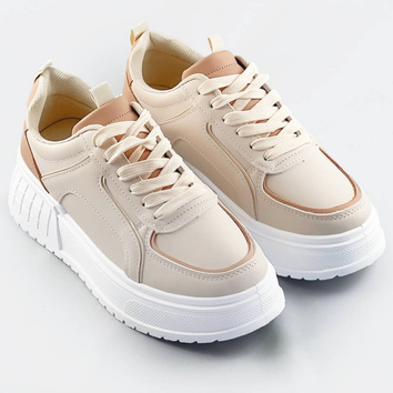 DAMSKIE SNEAKERSY NA GRUBEJ PODESZWIE BEŻOWE (AD-570)