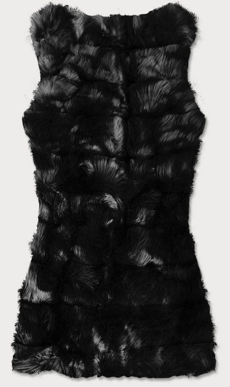 DŁUGA KAMIZELKA ZE SZTUCZNEGO FUTRA CZARNA (102#)