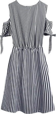 SUKIENKA Z ODKRYTYMI RAMIONAMI GRANATOWO-BIAŁA (372ART)