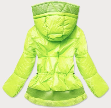 KRÓTKA ZIMOWA KURTKA DAMSKA Z KAPTUREM NEONOWO ŻÓŁTA (JIN211)